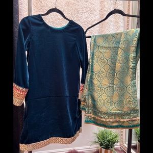 Custom made velvet shirt with jamavar palazzo
